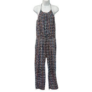 Isabel Marant Etoile Blue Orange White Geometric Tank Button Jumpsuit sz 36 / 6